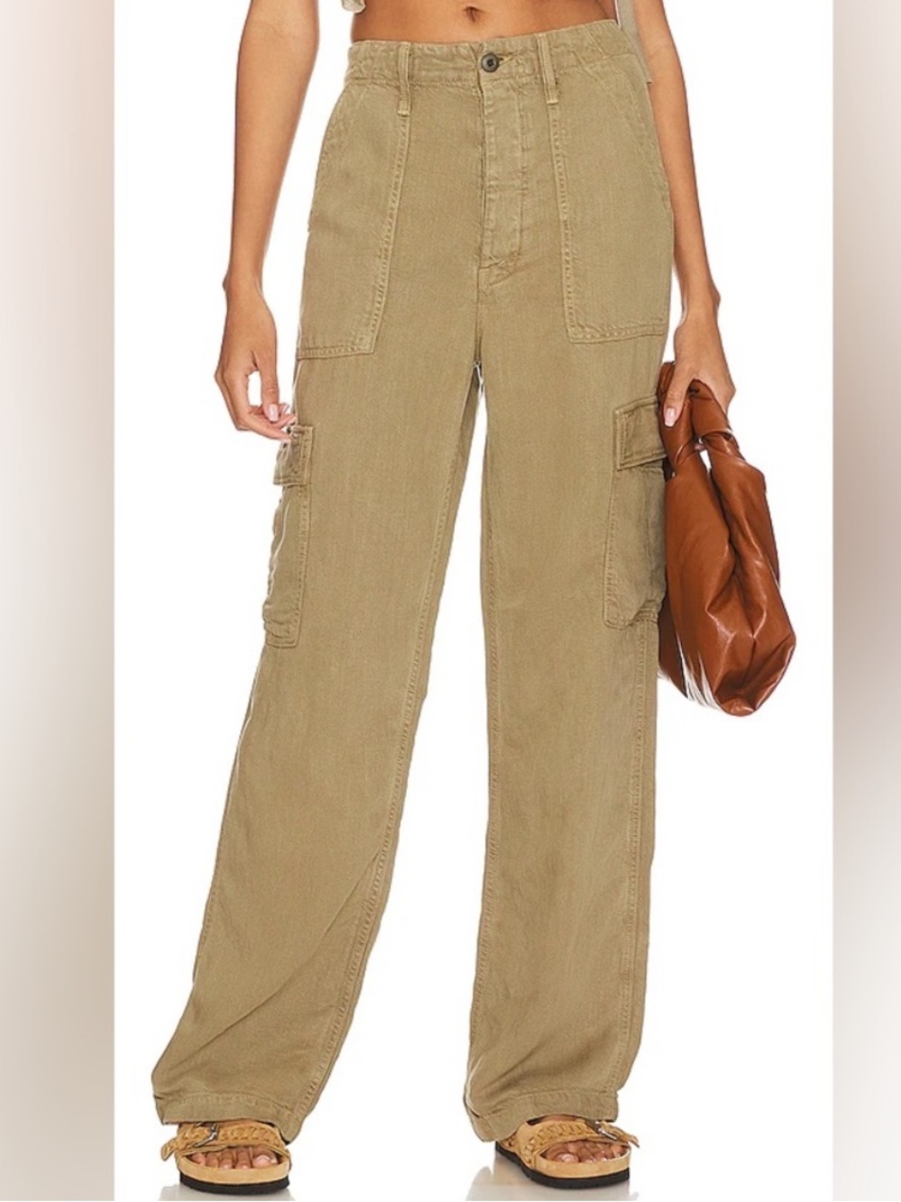 Mother Jeans The Private Cargo Sneak in Gothic Olive Green